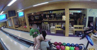 Aroused amateur babe fucked at the bowling alley without knowing she is being filmed - alphaporno.com - Czech Republic